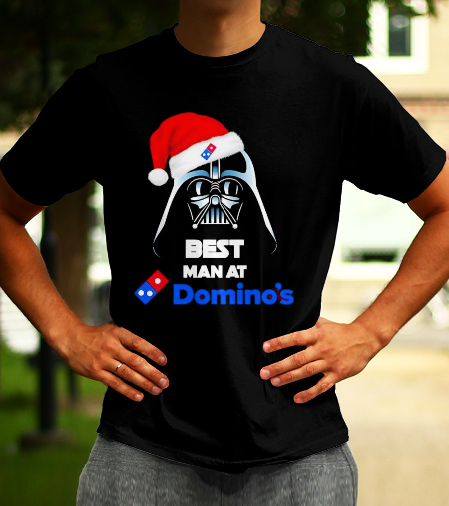 Darth Vader Santa Hat With Best Man At Domino's Christmas T-Shirt
