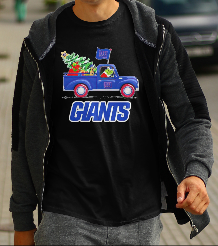 Grinch Driving Christmas Truck New York Giants Holiday T-Shirt