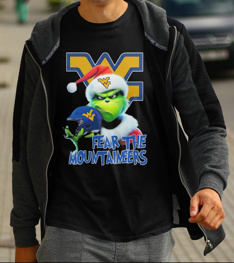 Grinch Fear The Mountaineers West Virginia Christmas Holiday T-Shirt