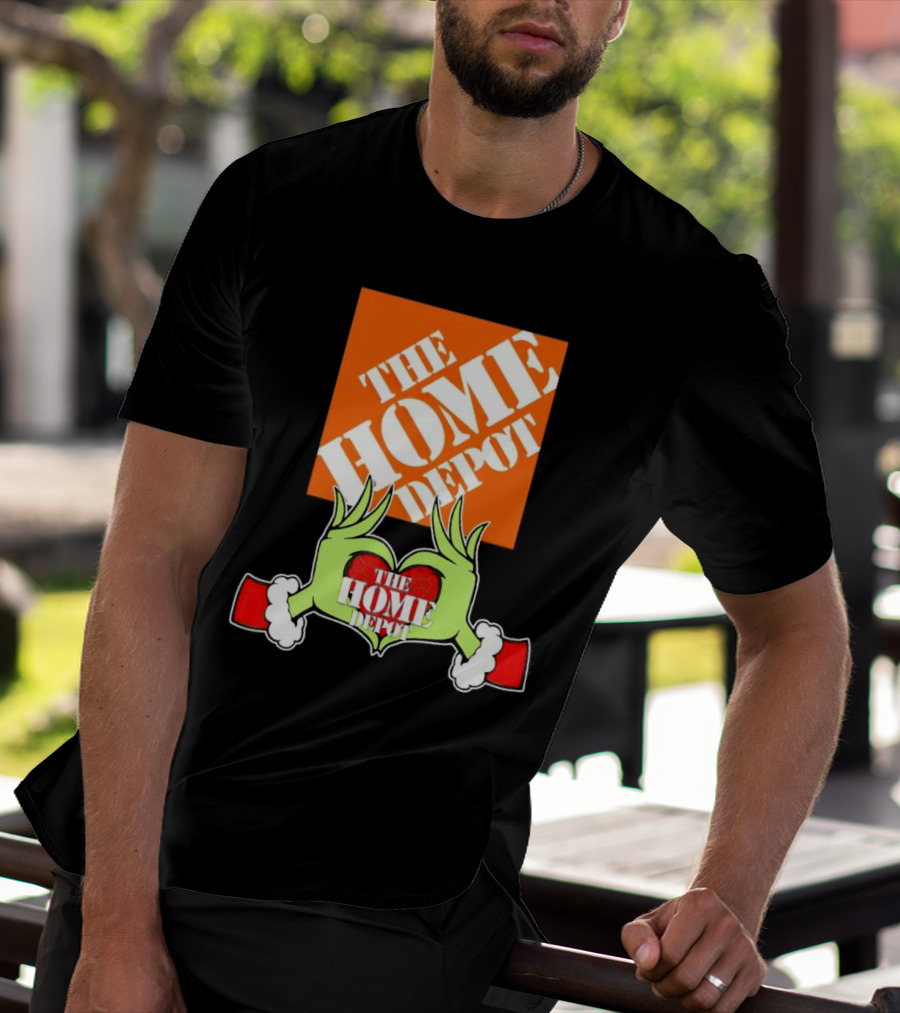 The Home Depot Christmas Grinch Green Hands Heart T-Shirt