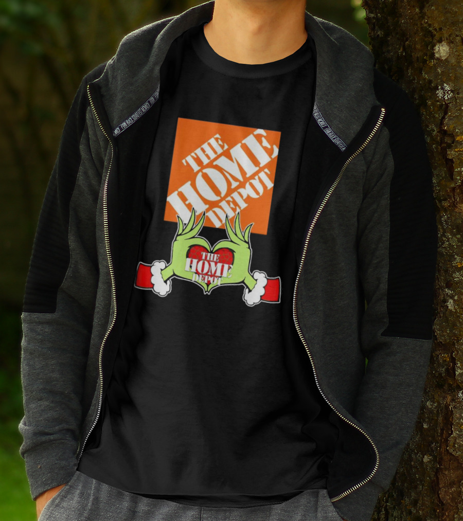 The Home Depot Christmas Grinch Green Hands Heart T-Shirt