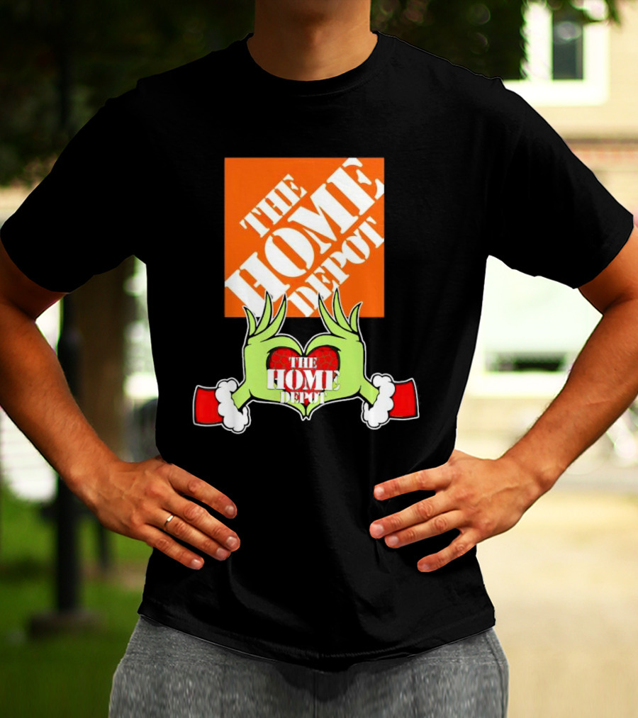 The Home Depot Christmas Grinch Green Hands Heart T-Shirt