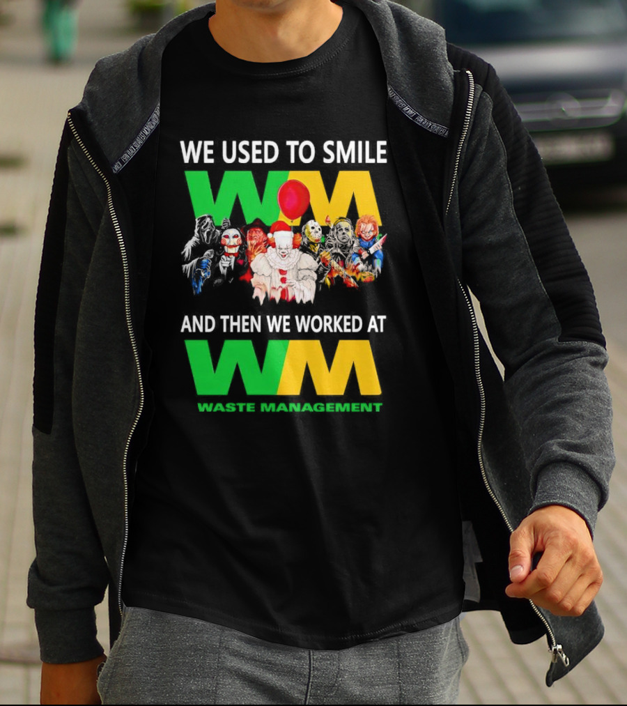 We Used To Smile Horror Characters Worked At Waste Management Christmas T-Shirt