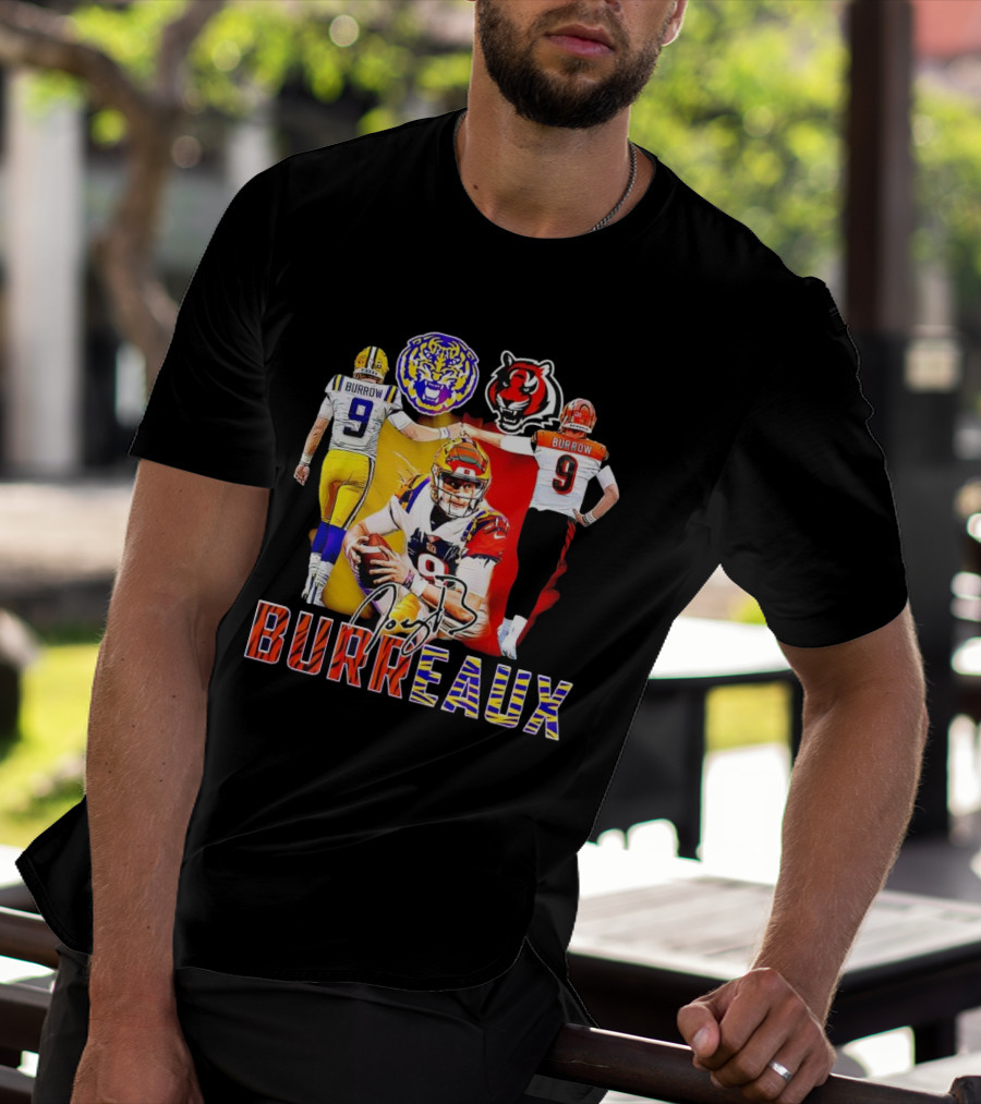 Joe Burrow Burreaux Signature LSU Tigers Cincinnati Bengals Football T-Shirt