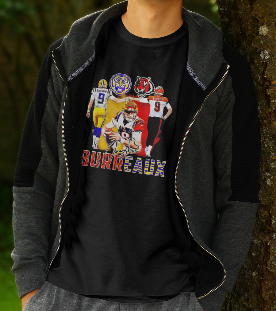Joe Burrow Burreaux Signature LSU Tigers Cincinnati Bengals Football T-Shirt