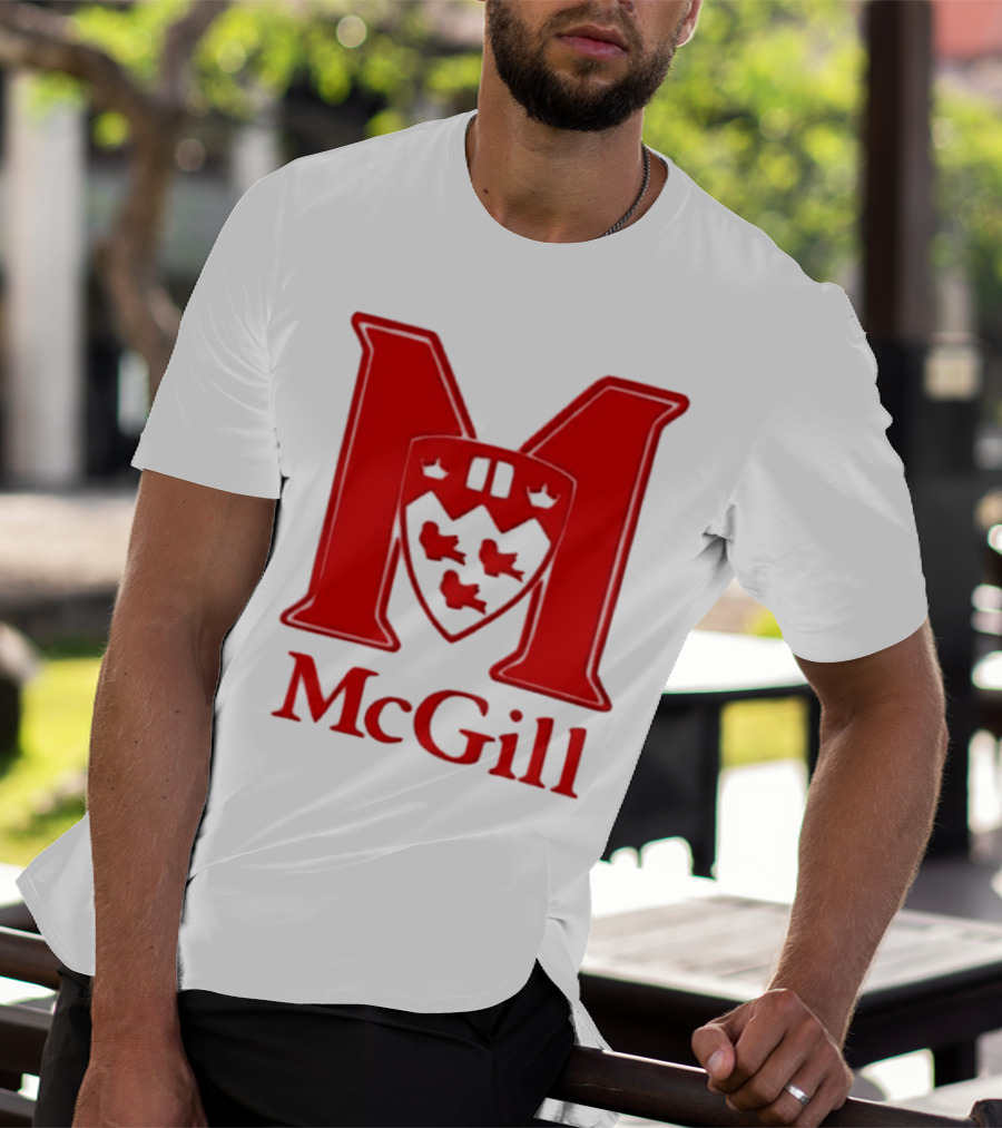 McGill University Large Red M And Shield Emblem T-Shirt