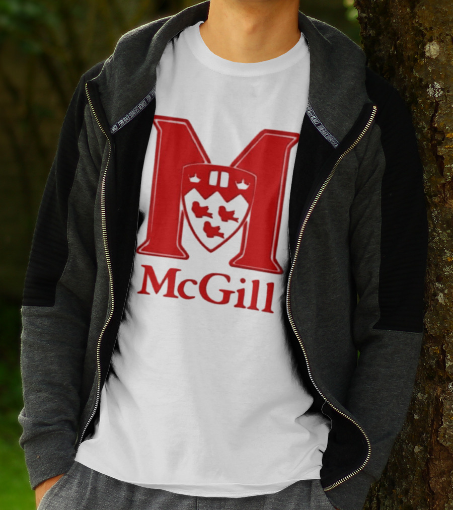 McGill University Large Red M And Shield Emblem T-Shirt