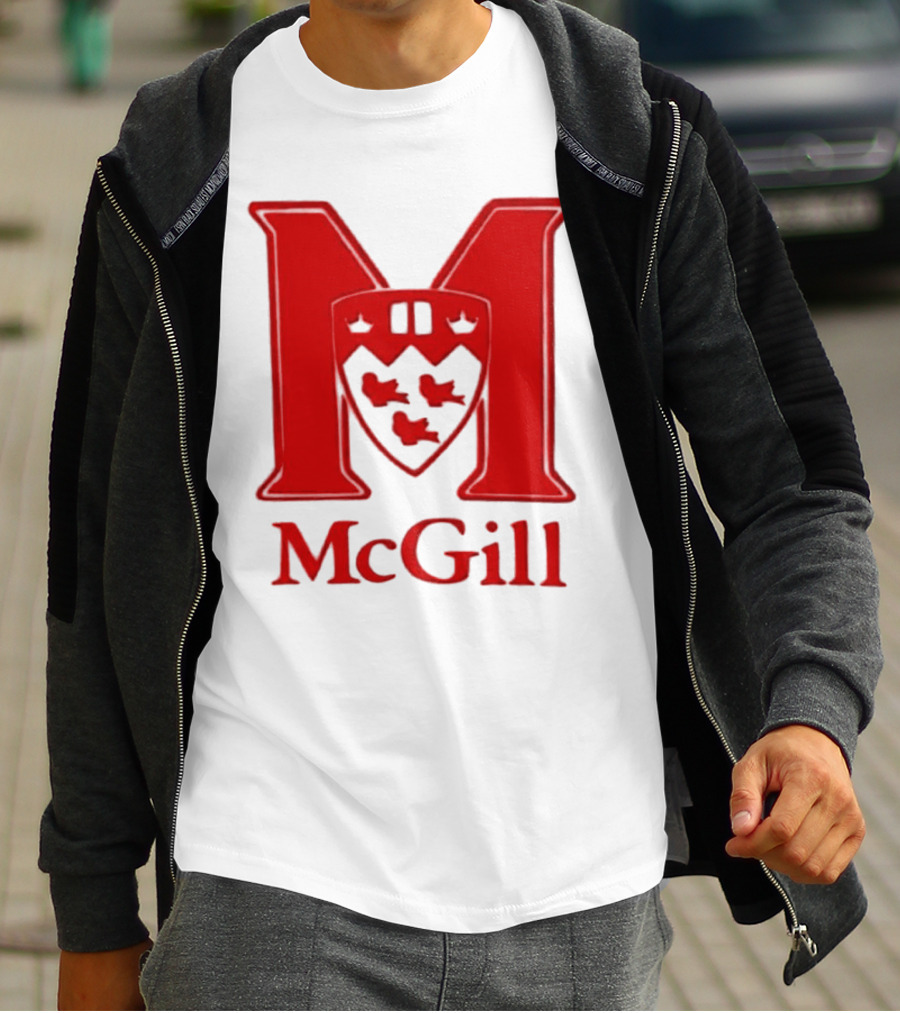 McGill University Large Red M And Shield Emblem T-Shirt