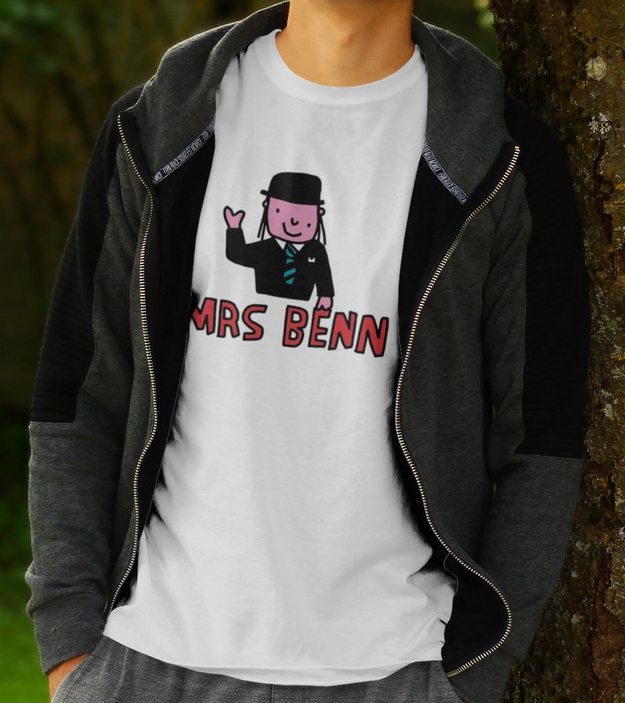 Mrs Benn Cartoon Character In Suit And Tie With Black Bowler Hat T-Shirt
