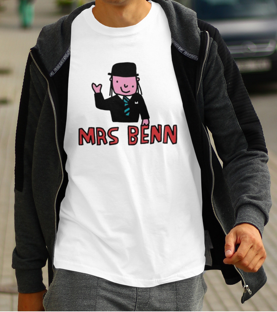 Mrs Benn Cartoon Character In Suit And Tie With Black Bowler Hat T-Shirt