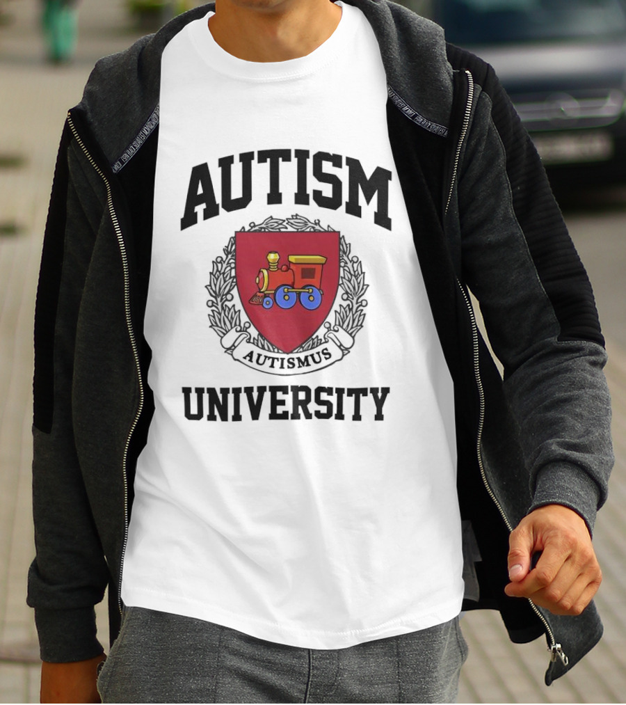 Autism University Autismus Red Shield Train Emblem T-Shirt