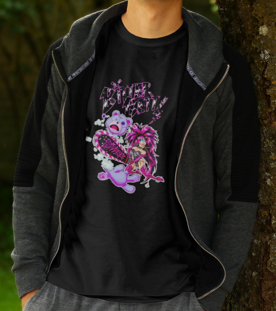 Bitter Betty Chainsaw Pink Chainsaw Fierce Style Teddy Bear T-Shirt