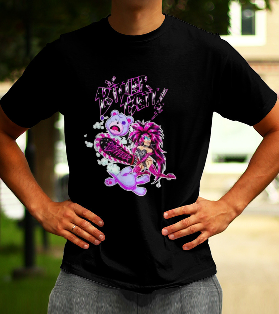 Bitter Betty Chainsaw Pink Chainsaw Fierce Style Teddy Bear T-Shirt