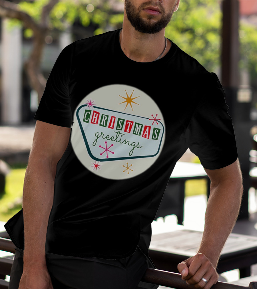 Christmas Greetings Vintage Retro Holiday 星 Starburst T-Shirt