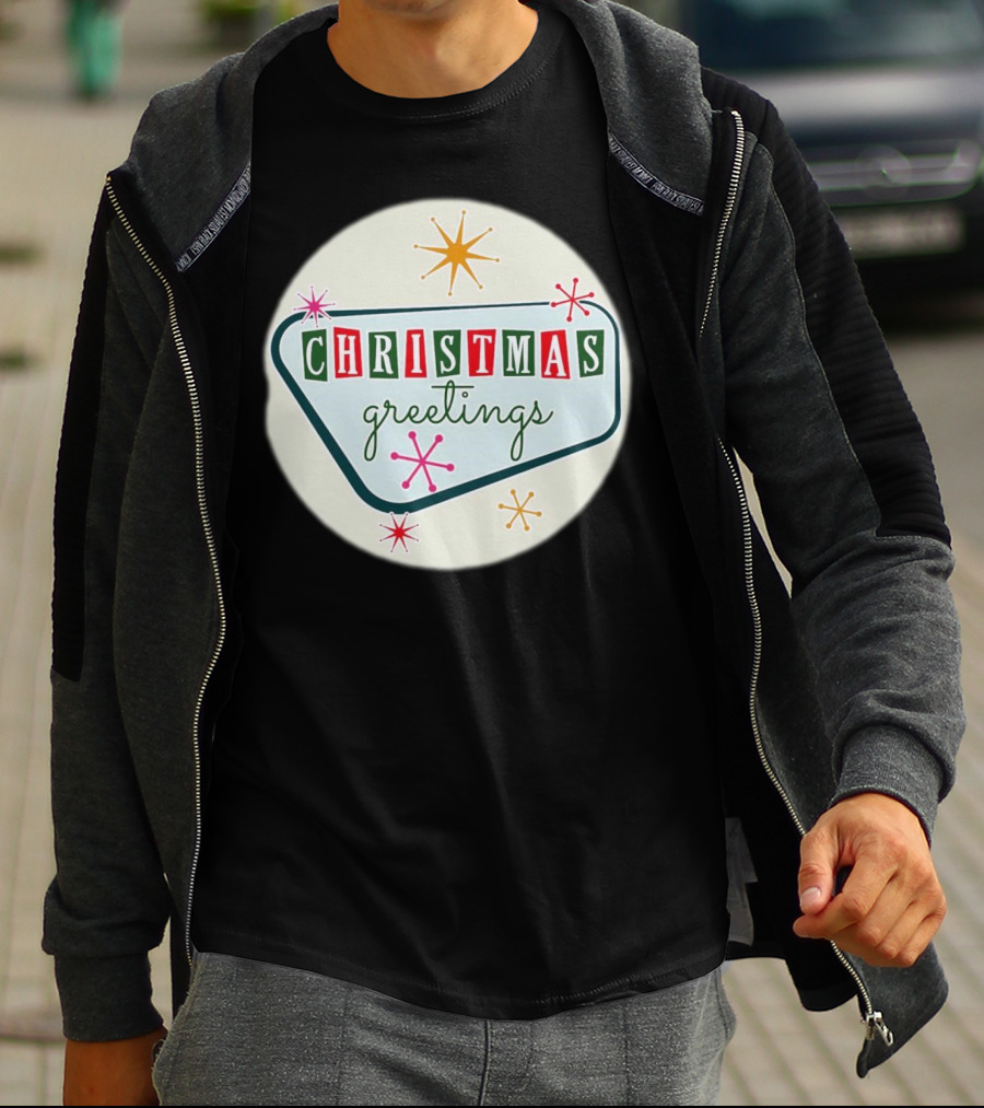 Christmas Greetings Vintage Retro Holiday 星 Starburst T-Shirt