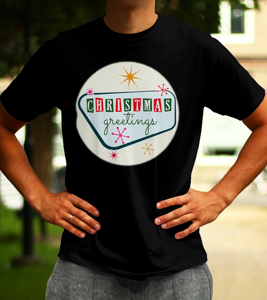 Christmas Greetings Vintage Retro Holiday 星 Starburst T-Shirt