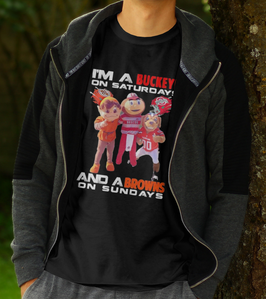 I'm A Buckeye On Saturdays And A Browns On Sundays With Brutus And Mascots T-Shirt