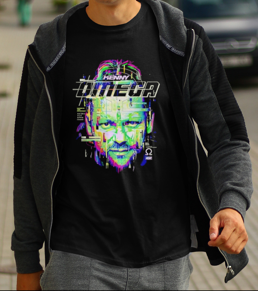 Kenny Omega Neon Glitch Portrait With Omega T-Shirt