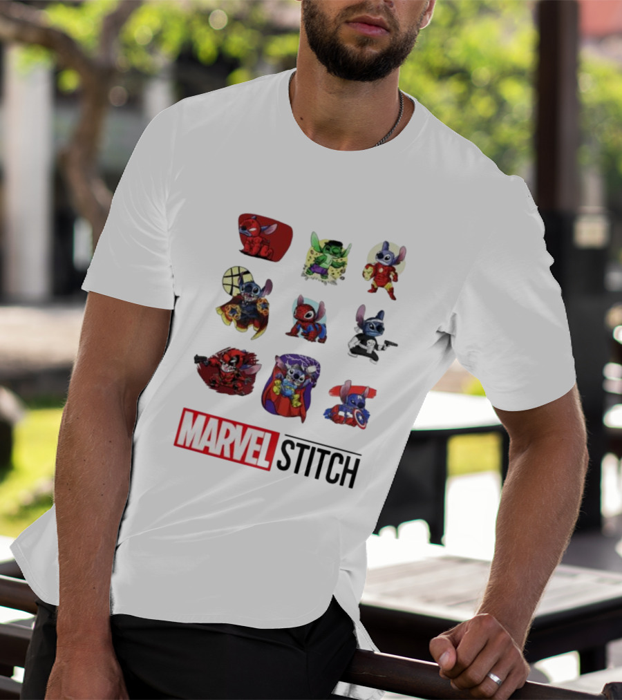 Marvel Stitch Super Hero Characters Collaboration Collection T-Shirt