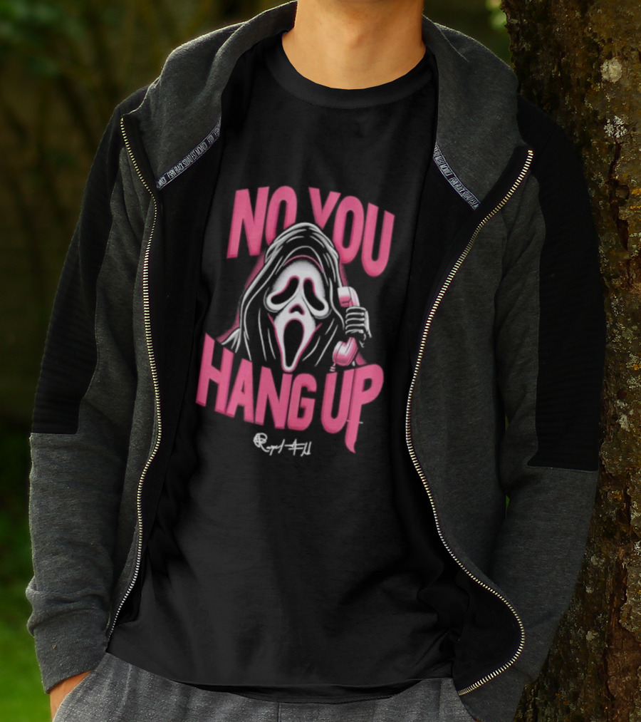No You Hang Up Scream Mask Pink Phone T-Shirt