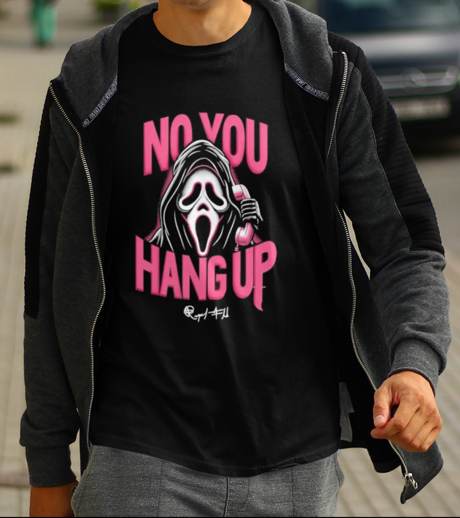 No You Hang Up Scream Mask Pink Phone T-Shirt