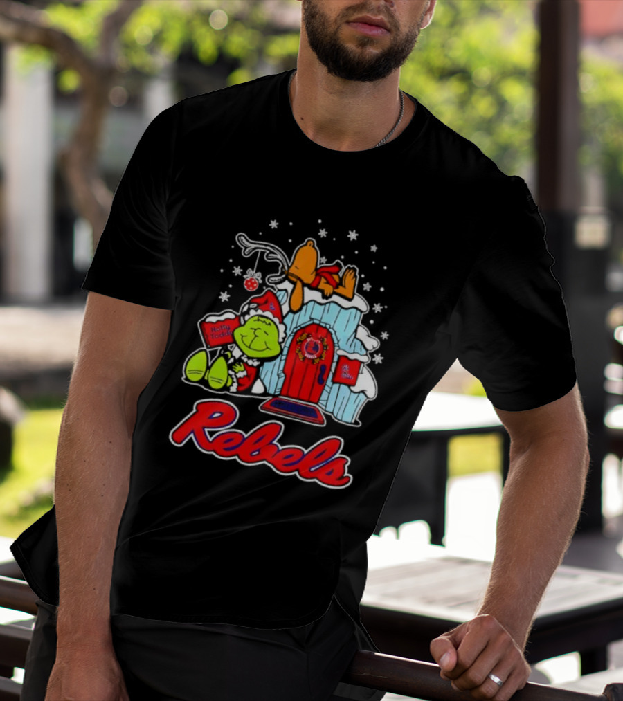Peanuts Ole Miss Rebels Grinch Snoopy Merry Christmas T-Shirt