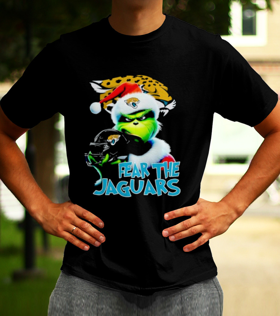 Santa Grinch Fear The Jaguars Jacksonville Jaguars NFL T-Shirt
