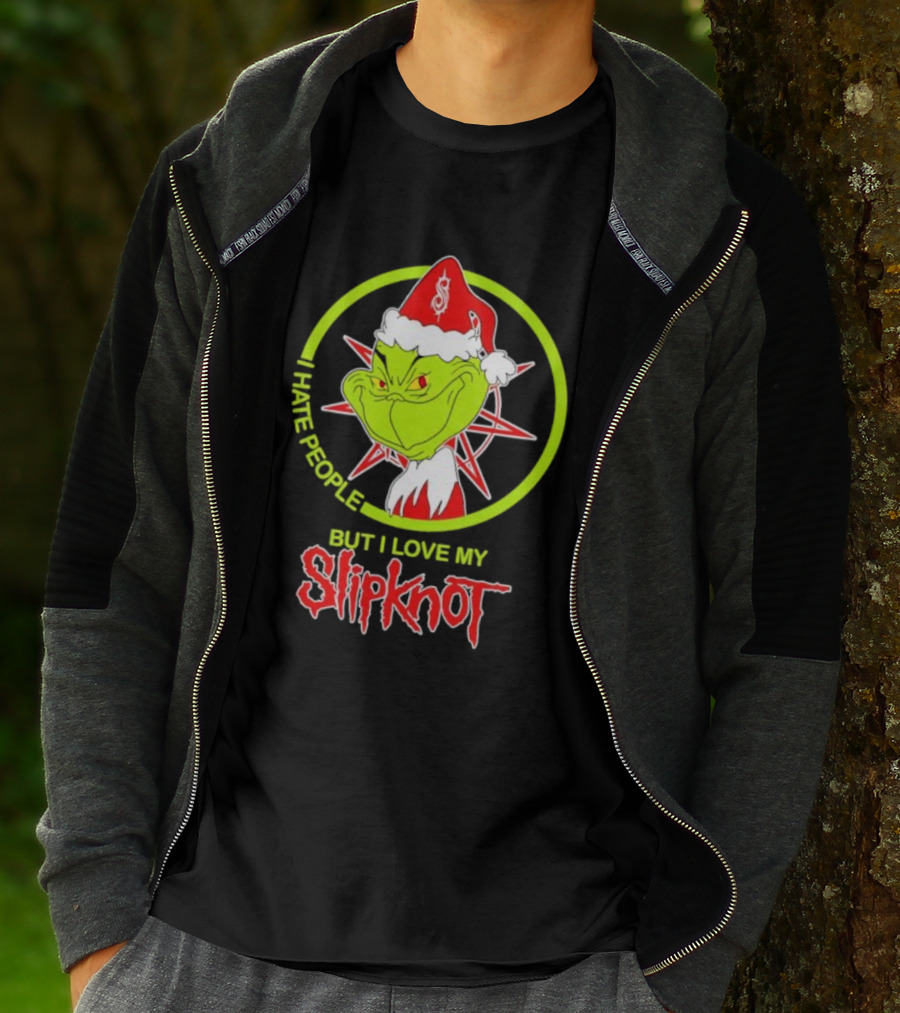 I Hate People But I Love My Slipknot Santa Grinch Santa Hat Star T-Shirt
