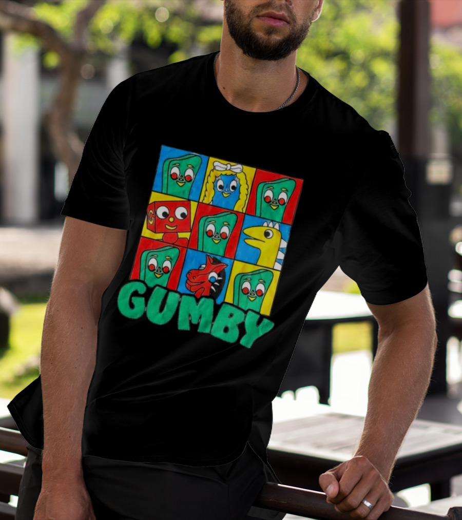 Gumby And Friends Colorful Cartoon Character Grid T-Shirt