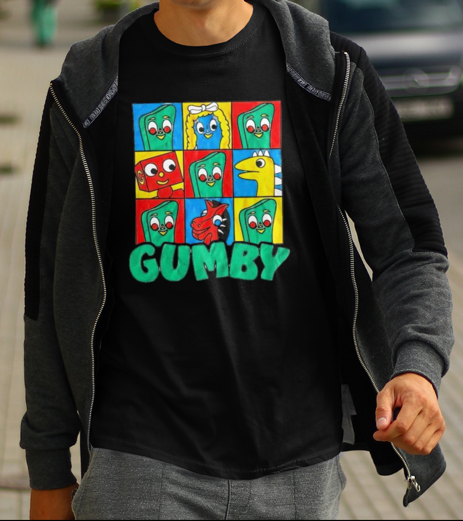 Gumby And Friends Colorful Cartoon Character Grid T-Shirt