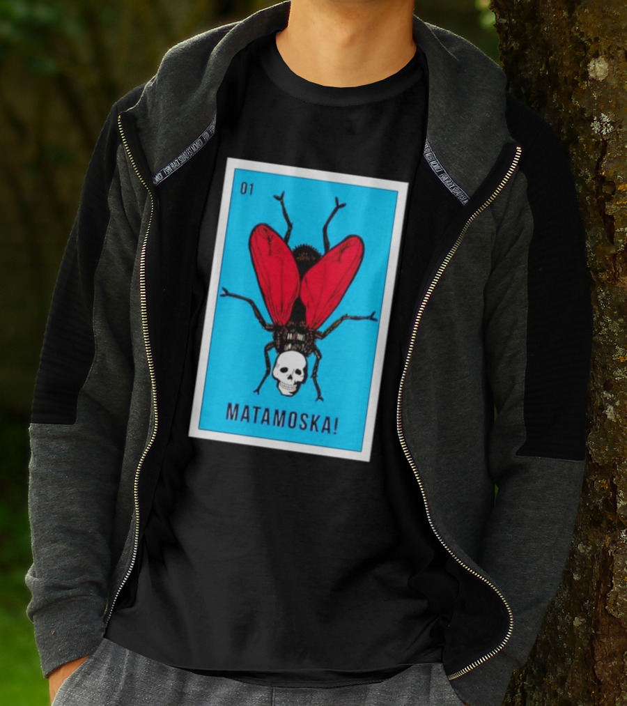 La Moska Loteria Matamoska 01 Fly Skull Blue Red Wings T-Shirt