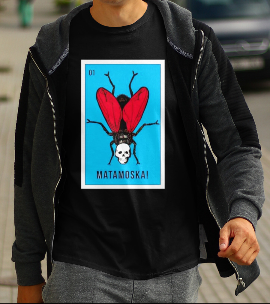 La Moska Loteria Matamoska 01 Fly Skull Blue Red Wings T-Shirt