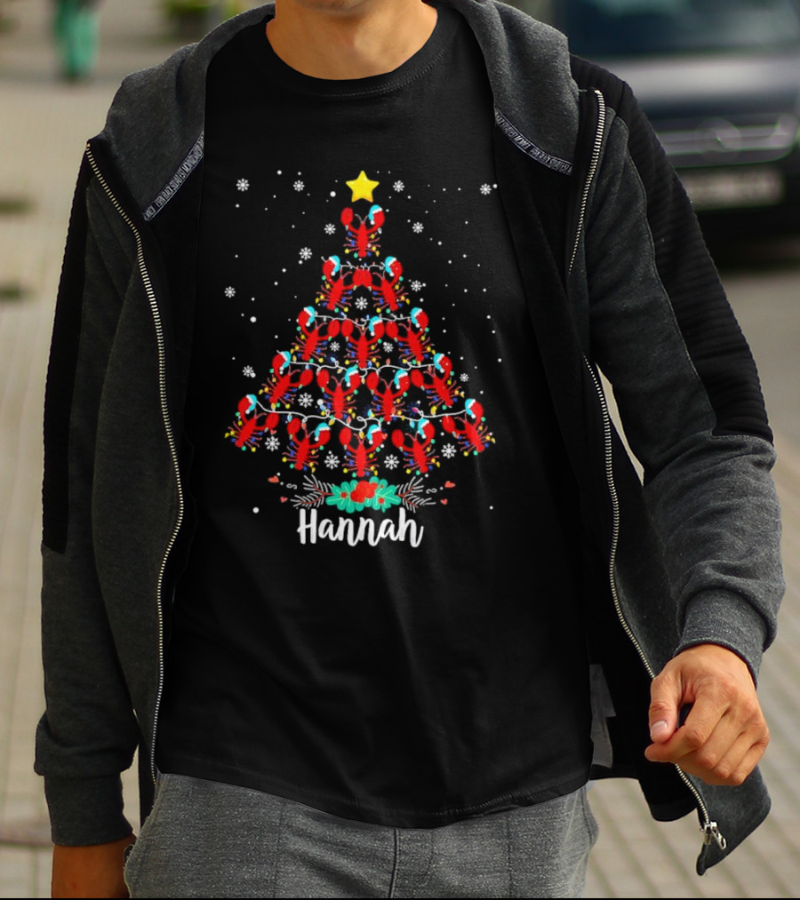 Hannah Lobster Christmas Tree With Star And Snowflakes T-Shirt