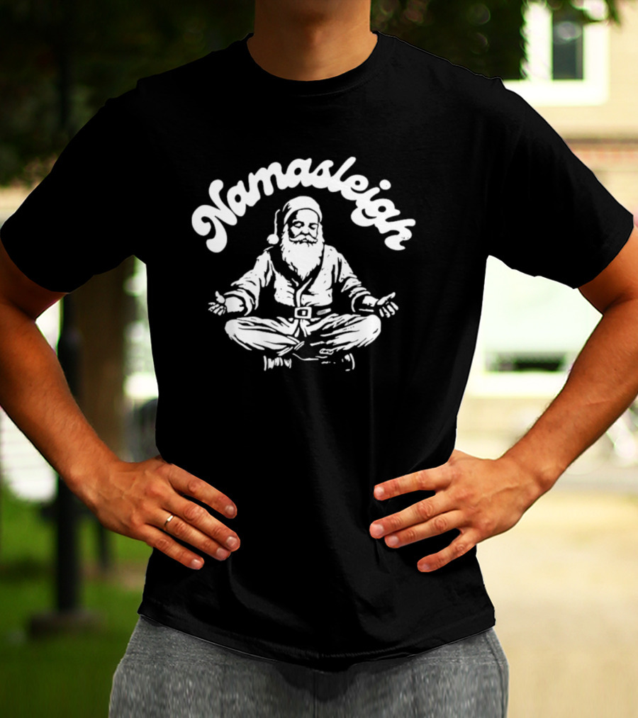 Namasleigh Santa Claus Meditating With Yoga Pose T-Shirt