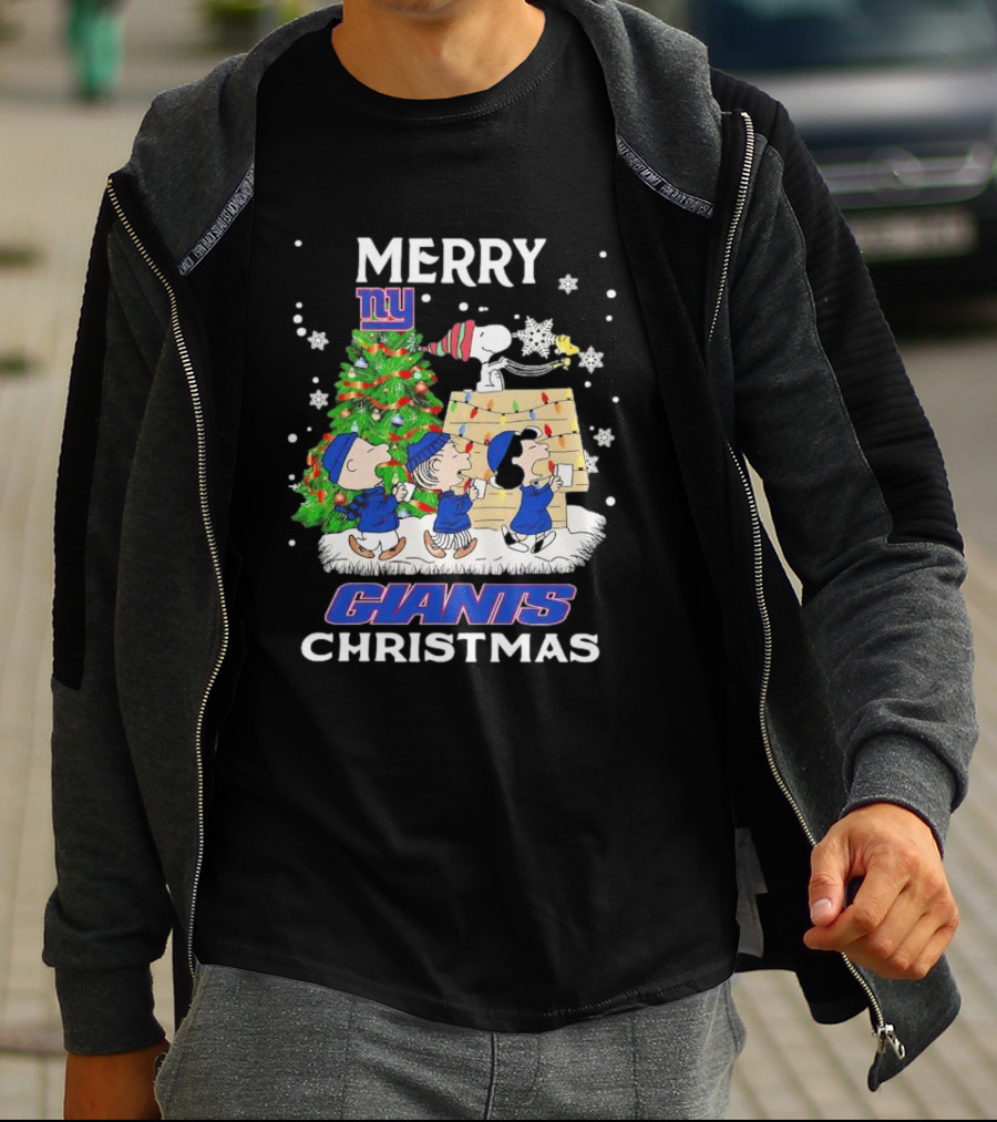 Merry Christmas Peanuts New York Giants T-Shirt