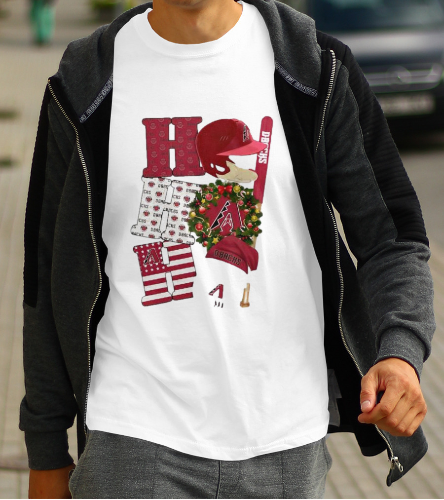 Arizona Diamondbacks D-Backs Ho Ho Ho Merry Christmas Holiday Baseball T-Shirt