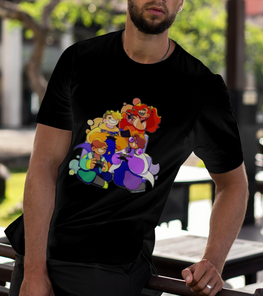 Bish Bash Bots Gaming Fun Characters Controller Crew T-Shirt