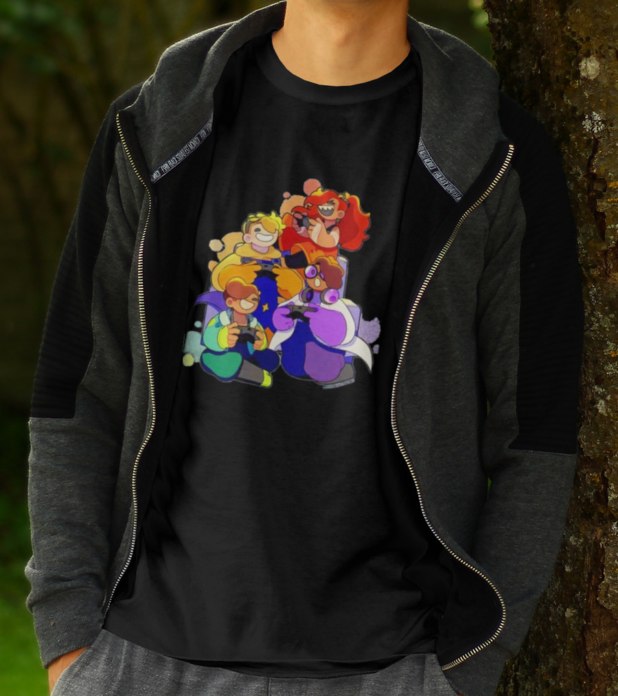 Bish Bash Bots Gaming Fun Characters Controller Crew T-Shirt