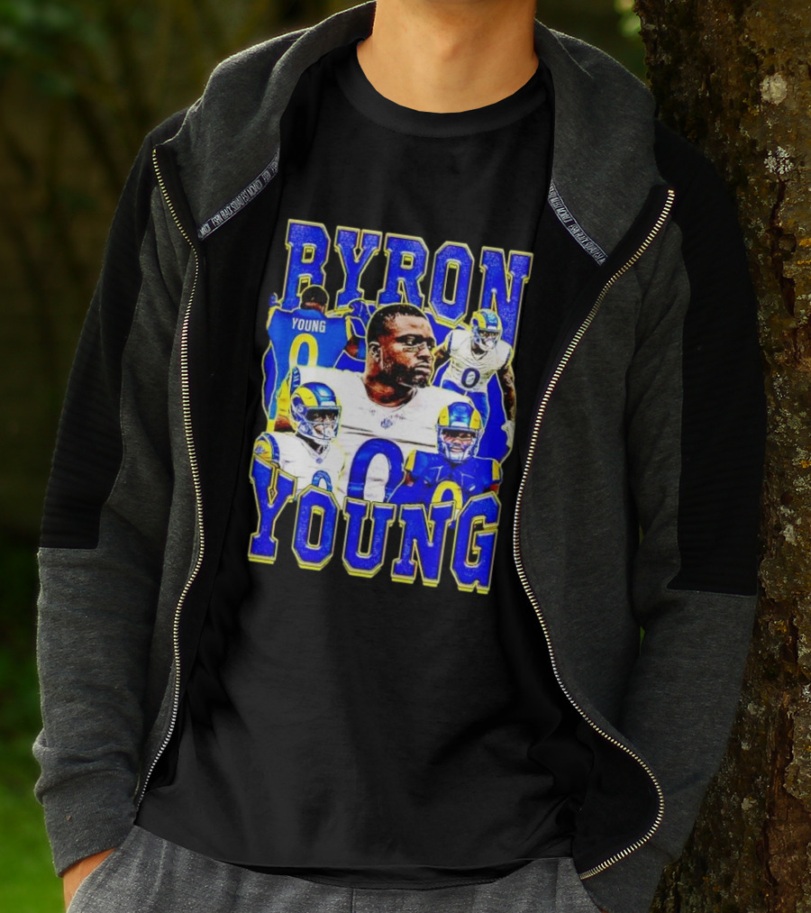 Byron Young Los Angeles Rams Picture Collage T-Shirt
