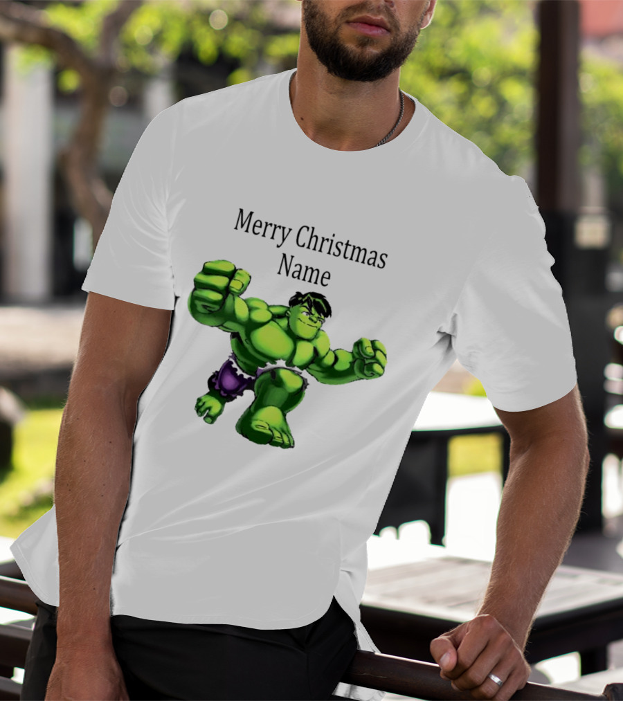 Merry Christmas Name Hulk Green T-Shirt