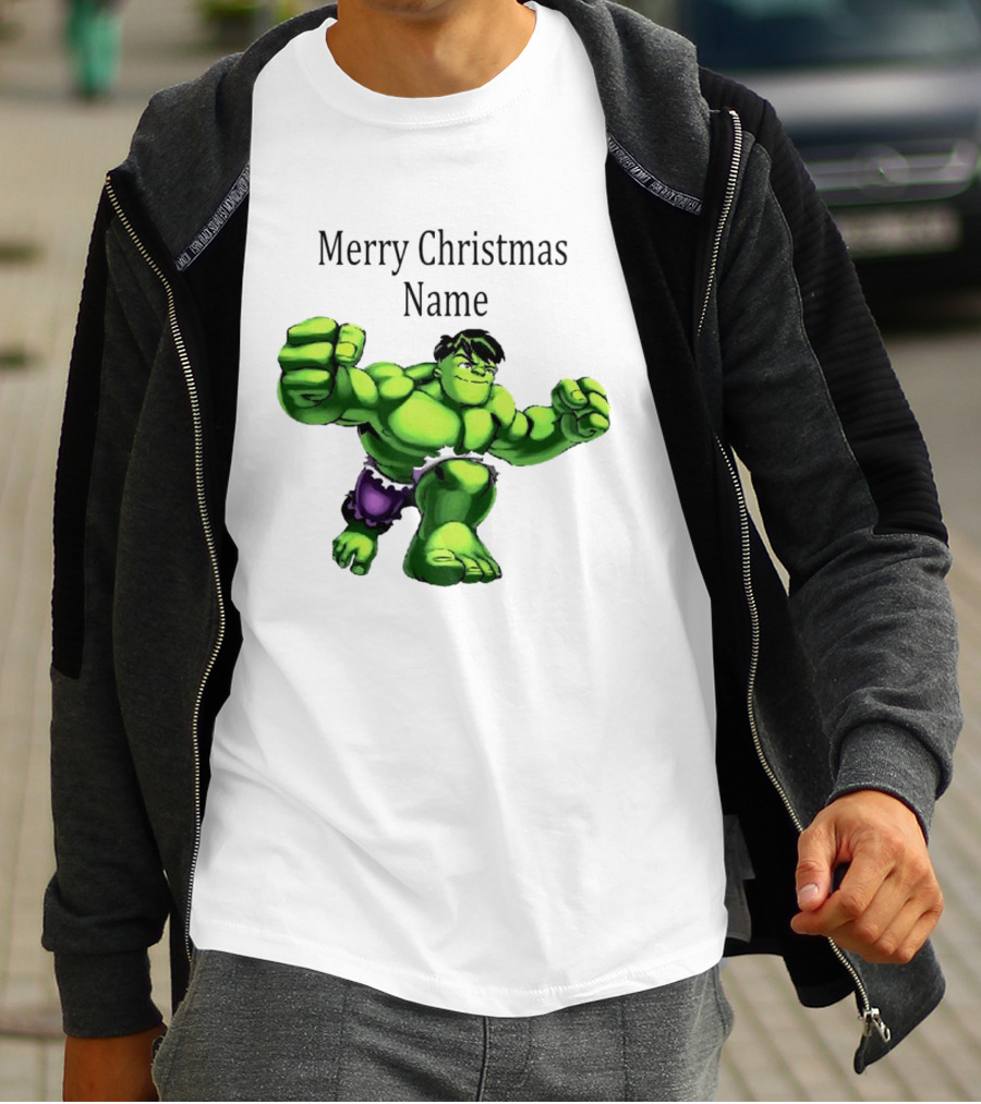 Merry Christmas Name Hulk Green T-Shirt