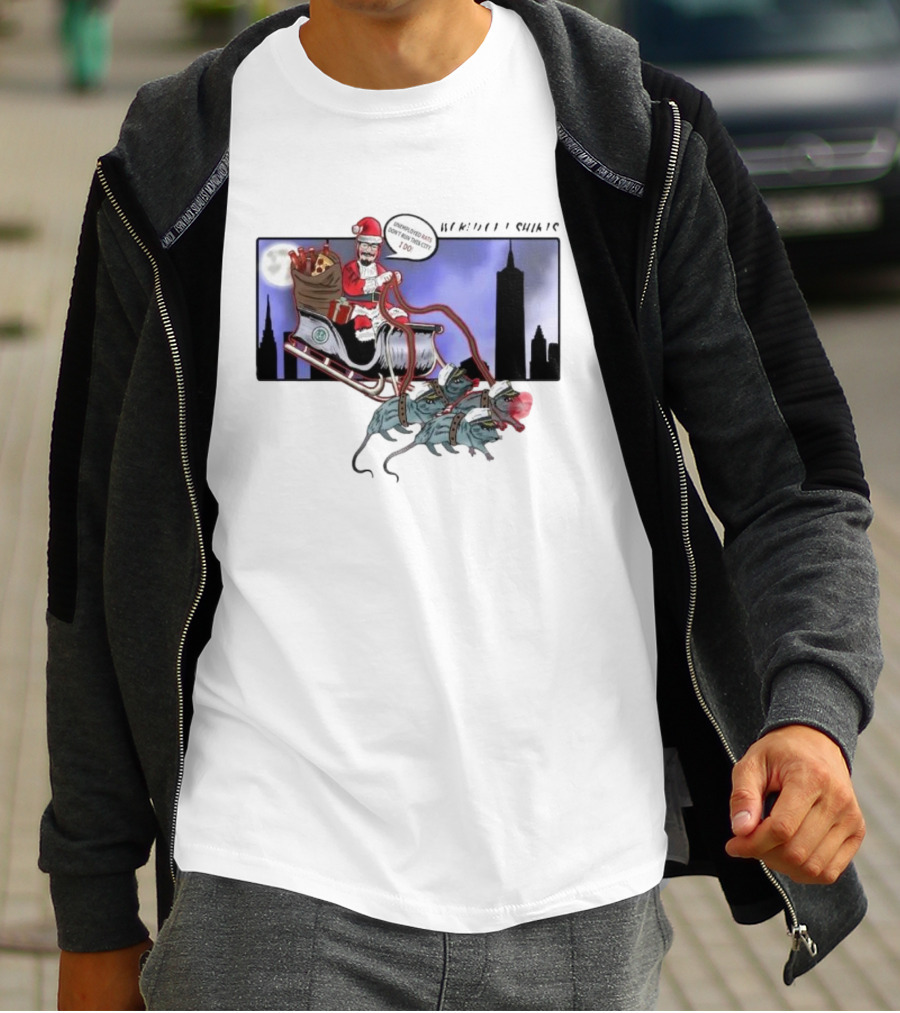 Josh Saves Christmas Chupacabras Sled New York City Skyline T-Shirt