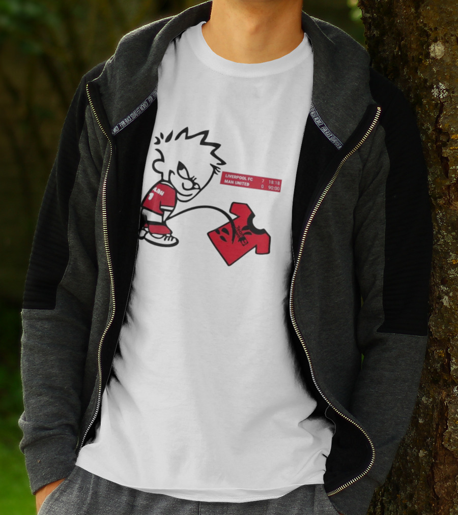 Liverpool FC 7-0 Man United Parody With Cartoon Boy Image T-Shirt