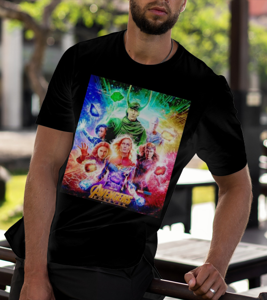 Marvel Studios Avengers Forever Loki Captain Marvel Scarlet Witch Vision Trail Of Infinity Stones T-Shirt