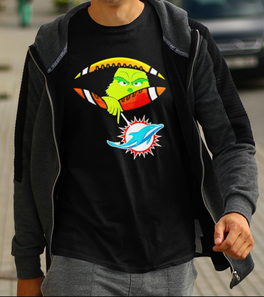 Miami Dolphins Grinch Football Fan Zipper T-Shirt