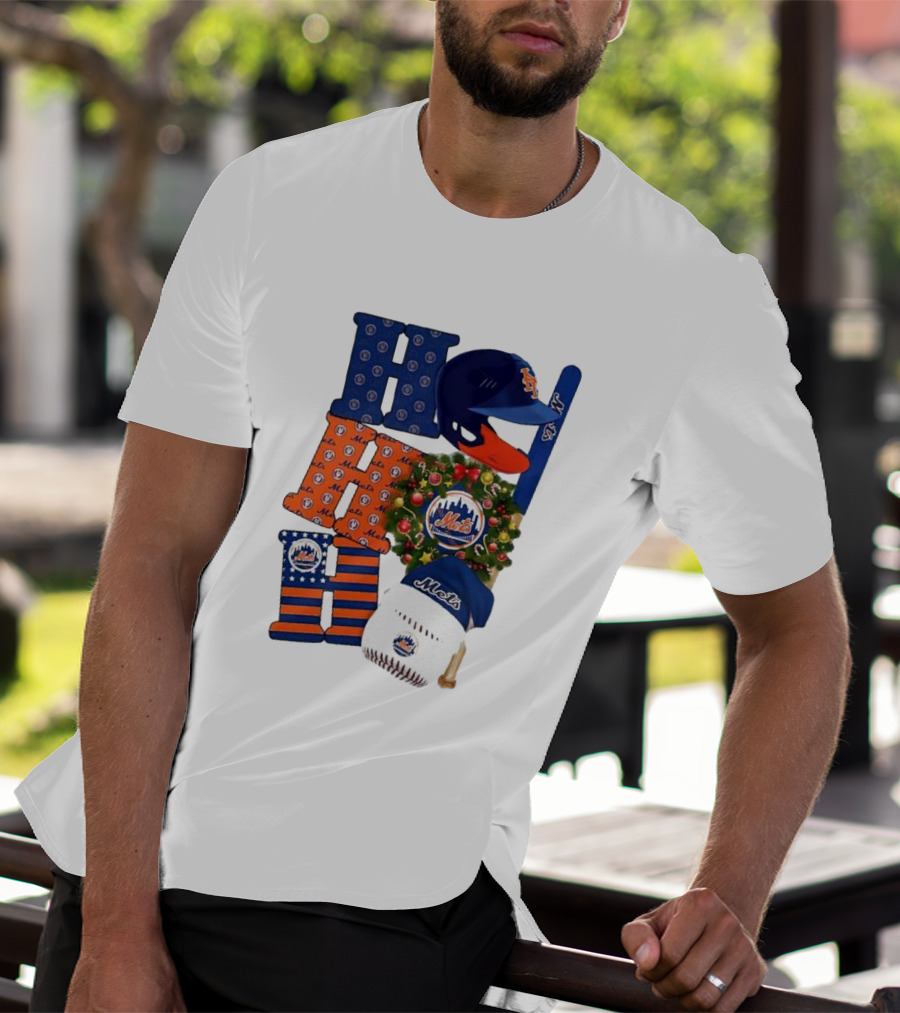 New York Mets Ho Ho Ho Merry Christmas Mets Baseball Holiday T-Shirt