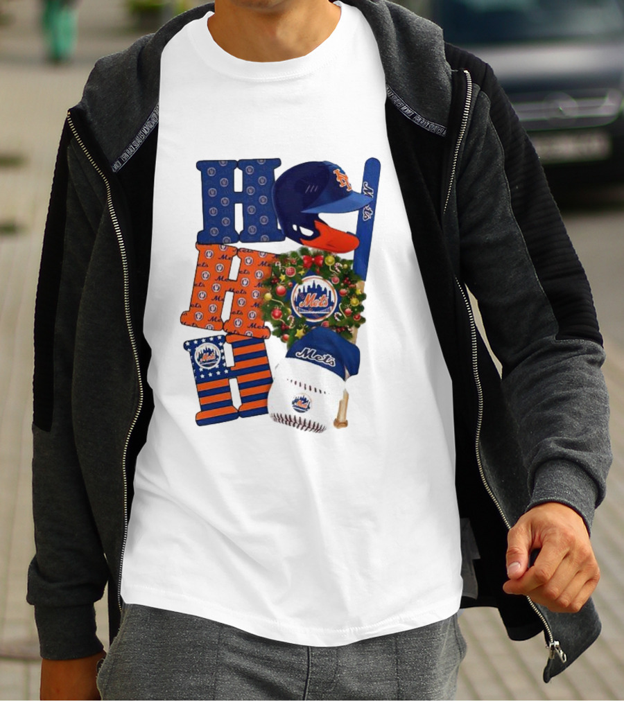 New York Mets Ho Ho Ho Merry Christmas Mets Baseball Holiday T-Shirt