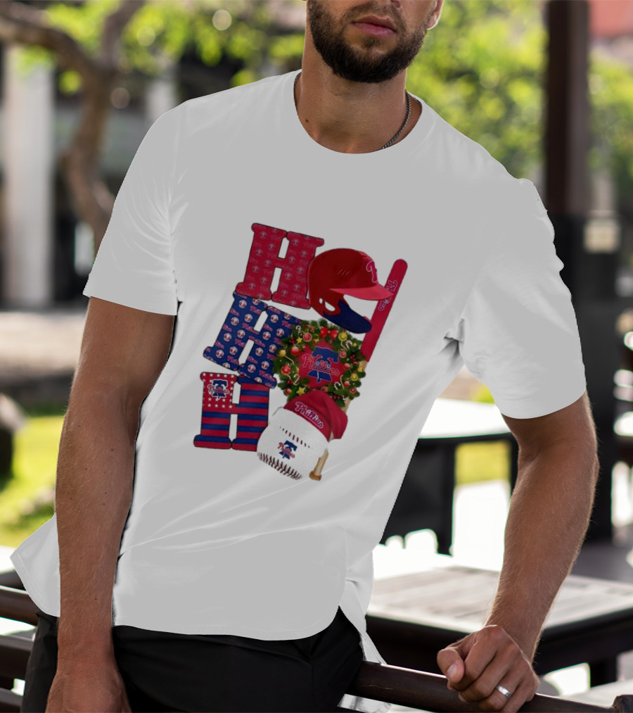 Philadelphia Phillies Ho Ho Ho Merry Christmas Sports Fan T-Shirt