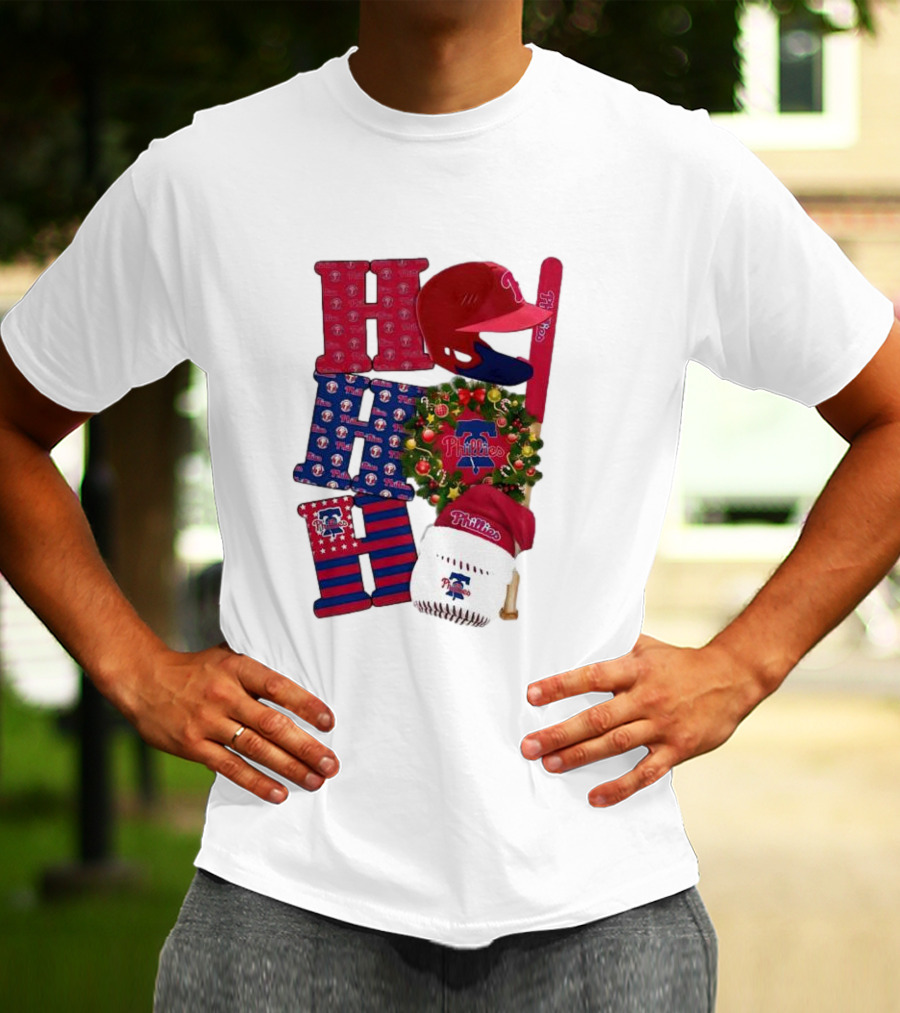 Philadelphia Phillies Ho Ho Ho Merry Christmas Sports Fan T-Shirt