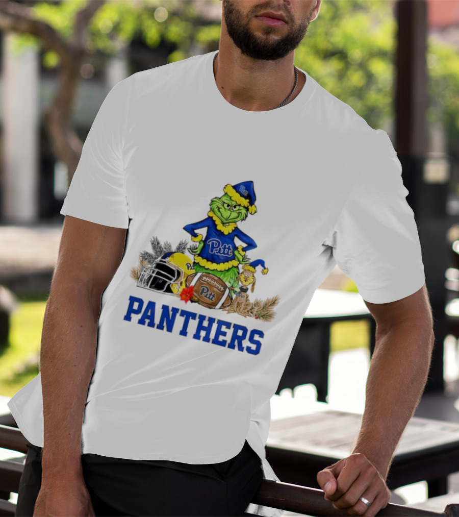 Pittsburgh Panthers Grinch Max Dog Christmas Football T-Shirt
